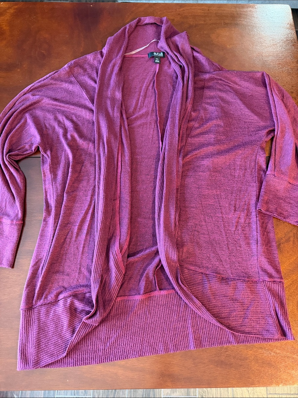 a.n.a womens plus Open-Front Draped Cardigan in burgundy